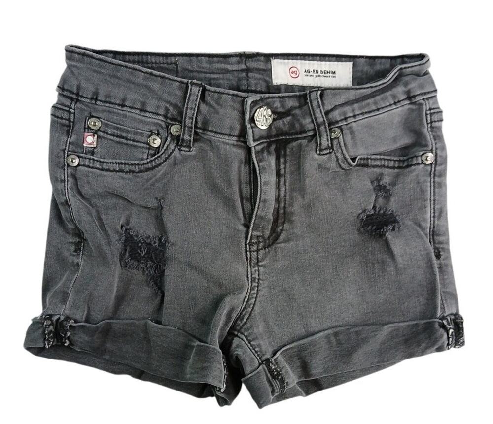 Adriano Goldschmied Kids Girls Shorts 12 Black AG-Ed Denim Distressed Cuffed